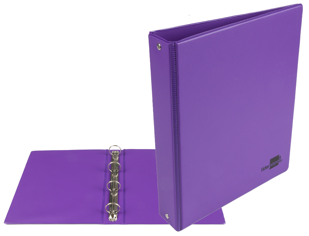 CLASSEUR LIDERPAPEL 4 ANNEAUX RONDS 25MM A5 CARTON REMBORDÉ PVC COLORIS VIOLET