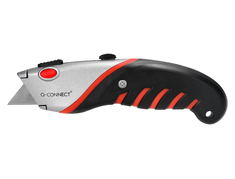 CUTTER XD-8300 Q-CONNECT EN METAL ET CAOUTCHOUC LAME 18MM RETRTACTABLE INTERCHANGEABLE  AVEC FREIN DE SECURITE