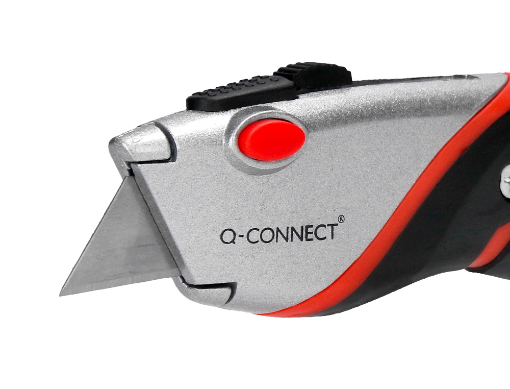 CUTTER XD-8300 Q-CONNECT EN METAL ET CAOUTCHOUC LAME 18MM RETRTACTABLE INTERCHANGEABLE  AVEC FREIN DE SECURITE