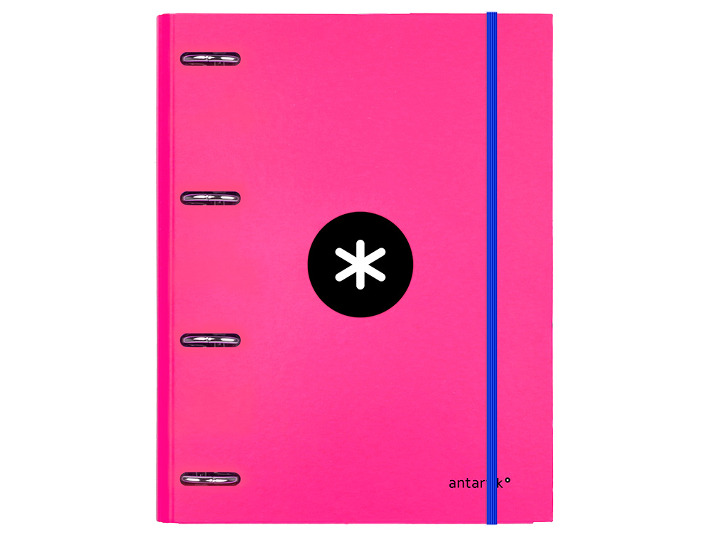 CLASSEUR ANTARTIK 4 ANNEAUX RONDS 25MM A4 CARTON REMBORDÉ FEUILLETS MOBILES QUADRILLAGE 5MM COLORIS ROSE