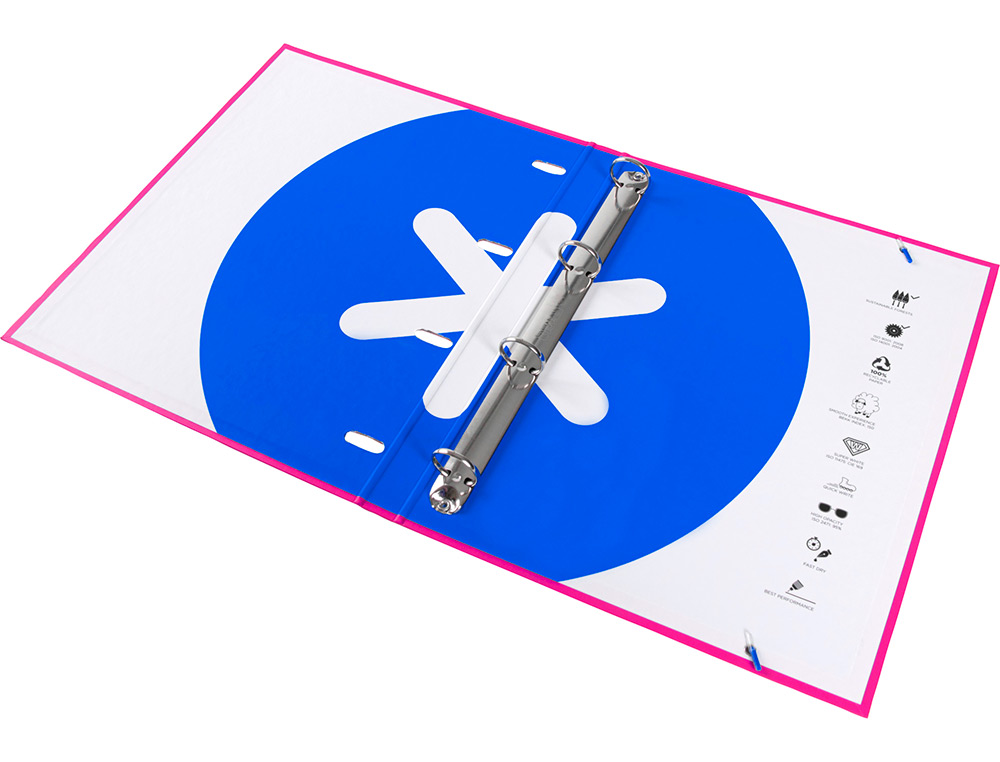 CLASSEUR ANTARTIK 4 ANNEAUX RONDS 25MM A4 CARTON REMBORDÉ FEUILLETS MOBILES QUADRILLAGE 5MM COLORIS ROSE