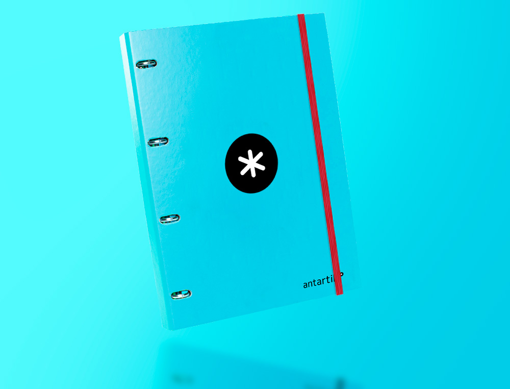 CLASSEUR ANTARTIK 4 ANNEAUX RONDS 25MM A4 CARTON REMBORD FEUILLETS MOBILES QUADRILLAGE 5MM COLORIS TURQUOISE
