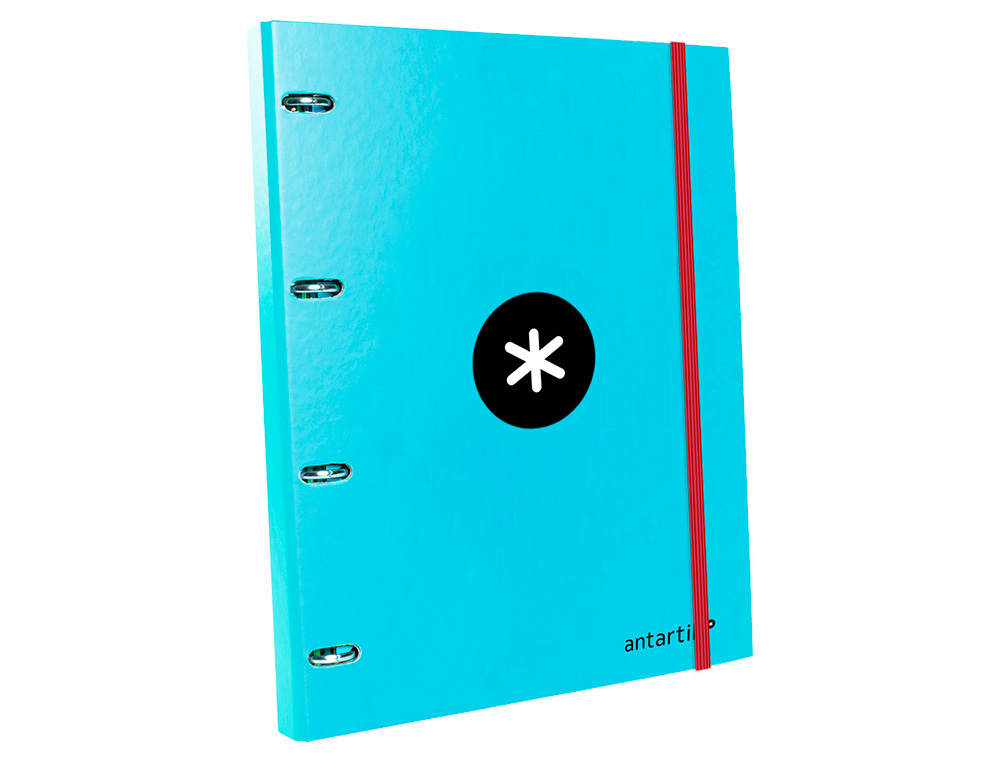 CLASSEUR ANTARTIK 4 ANNEAUX RONDS 25MM A4 CARTON REMBORD FEUILLETS MOBILES QUADRILLAGE 5MM COLORIS TURQUOISE