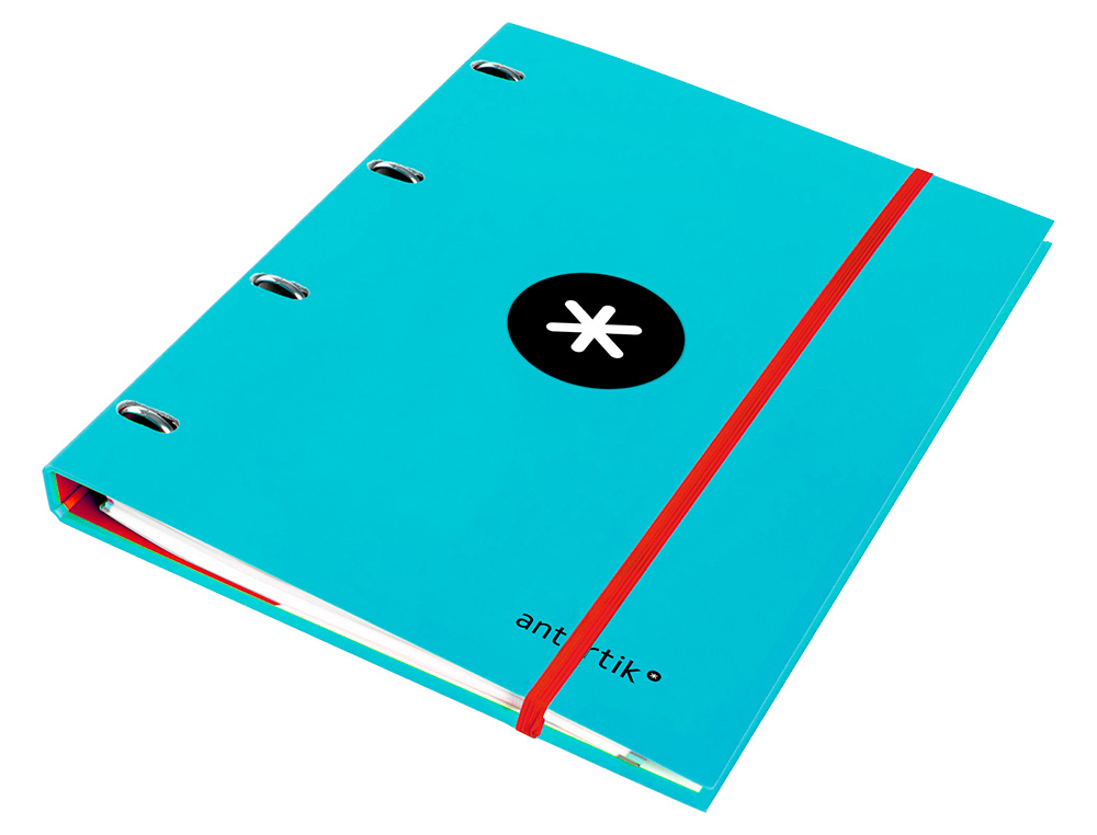 CLASSEUR ANTARTIK 4 ANNEAUX RONDS 25MM A4 CARTON REMBORD FEUILLETS MOBILES QUADRILLAGE 5MM COLORIS TURQUOISE