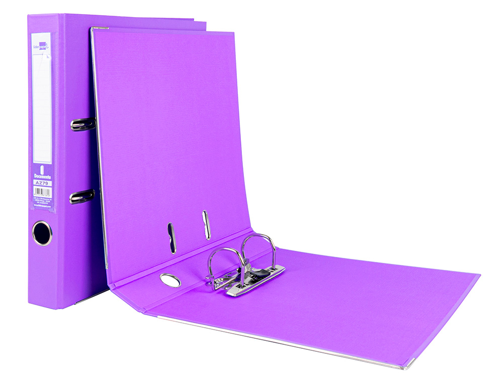 CLASSEUR LEVIER LIDERPAPEL A4 DOCUMENTA CARTON REMBORDÉ 1,9MM DOS 52MM RADO MÉTALLIQUE COLORIS LILAS