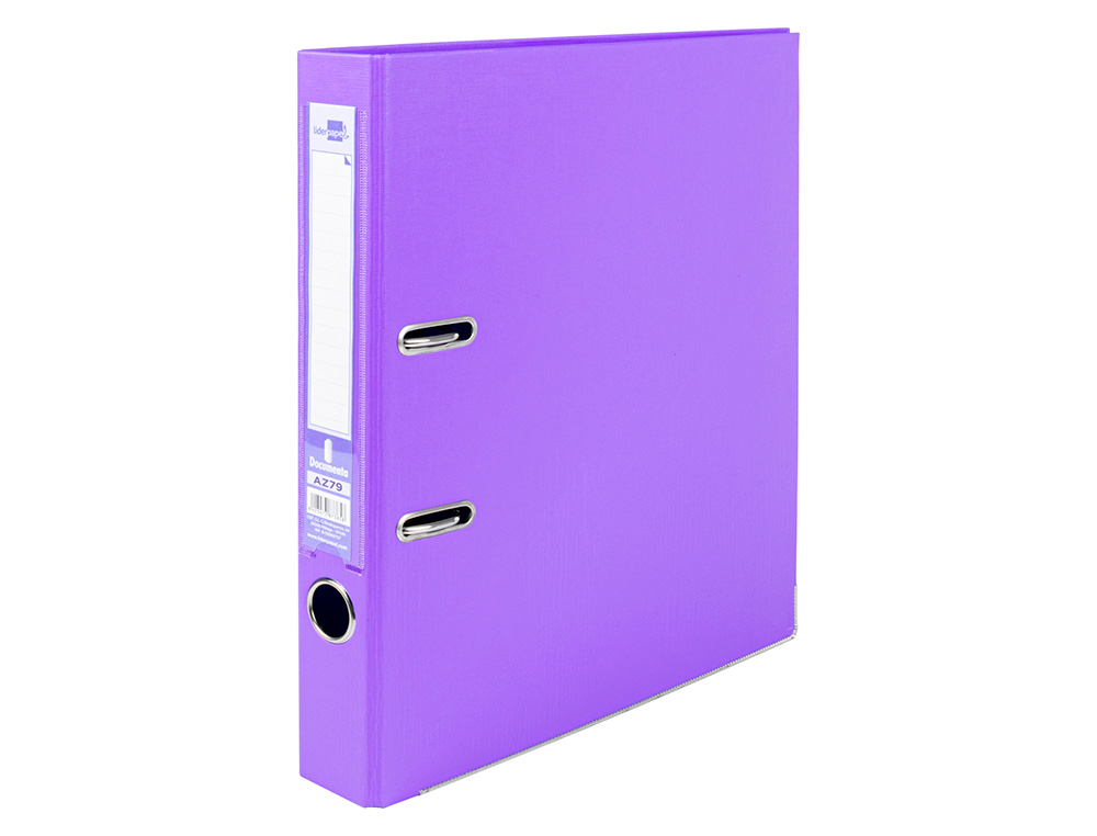 CLASSEUR LEVIER LIDERPAPEL A4 DOCUMENTA CARTON REMBORDÉ 1,9MM DOS 52MM RADO MÉTALLIQUE COLORIS LILAS