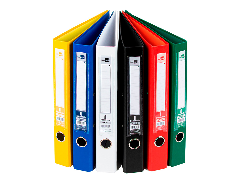 CLASSEUR LEVIER LIDERPAPEL A4 DOCUMENTA CARTON REMBORD 1,9MM DOS 52MM RADO MTALLIQUE COLORIS ASSORTIS CLASSIQUES