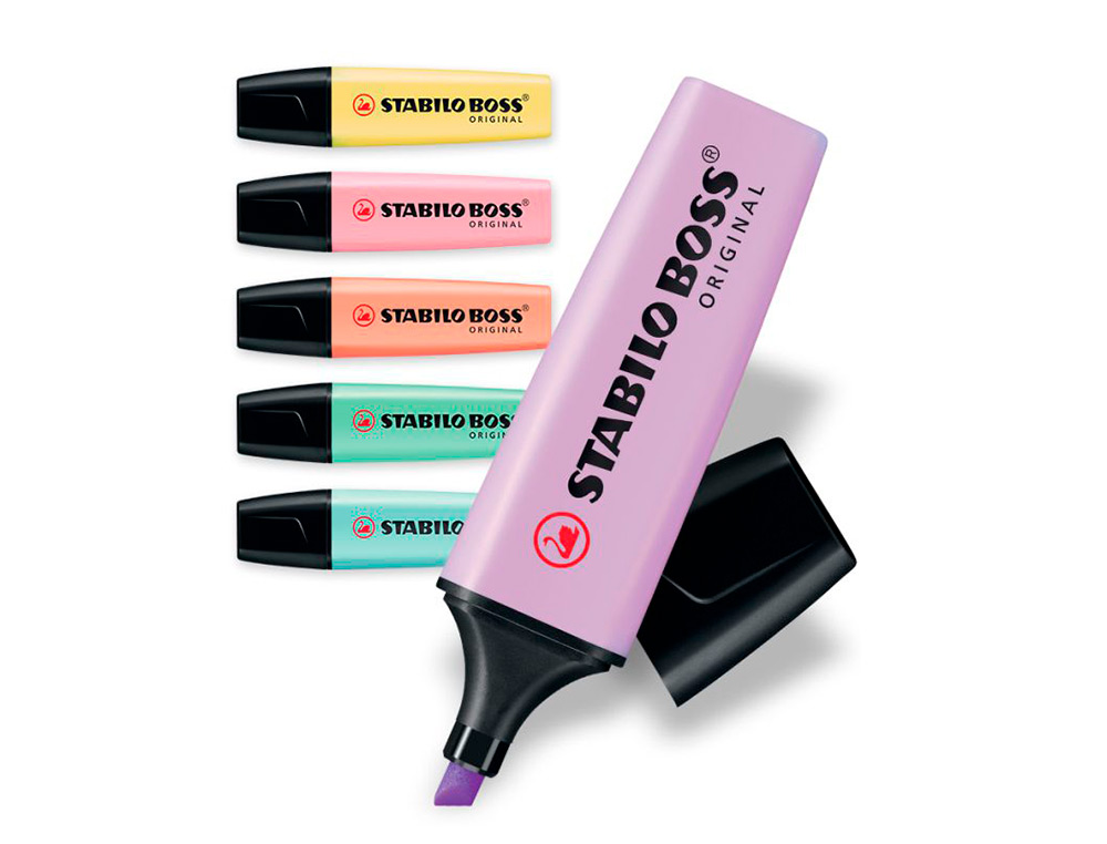 SURLIGNEUR STABILO BOSS PASTEL TRAC 2/5MM POINTE BISEAUTE ENCRE UNIVERSELLE BASE EAU RSISTANTE LUMIRE POCHETTE 6U