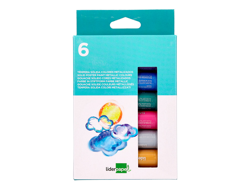 GOUACHE LIDERPAPEL SOLIDE BATON DE 10GR SANS SOLVANT    SECHAGE RAPIDE COLORIS        ASSORTIS BOITE DE 6 UNITES