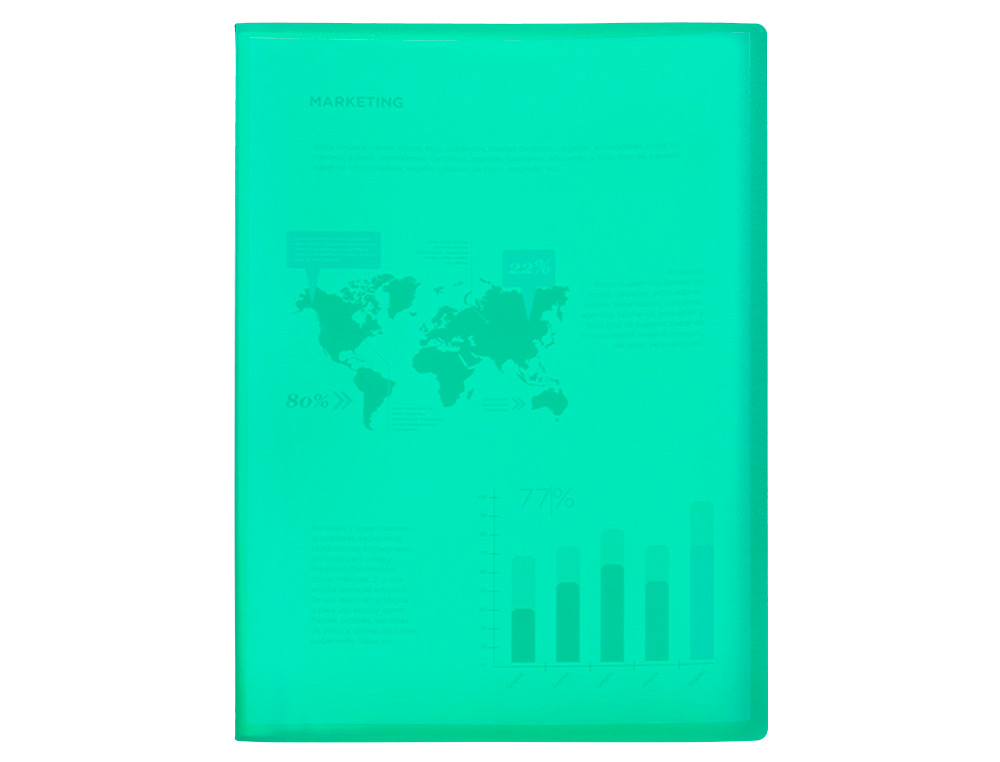 PROTEGE-DOCUMENTS LIDERPAPEL POLYPROPYLENE COUVERTURE      FLEXIBLE 10 POCHETTES FIXES   A4 210X297MM VERT TRANSLUCIDE