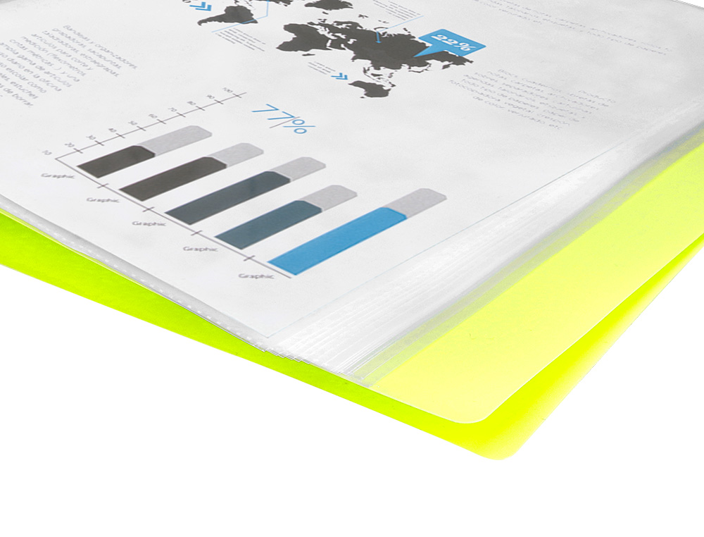 PROTEGE-DOCUMENTS LIDERPAPEL POLYPROPYLENE COUVERTURE FLEXIBLE 10 POCHETTES FIXES A4 210X297MM JAUNE FLUO