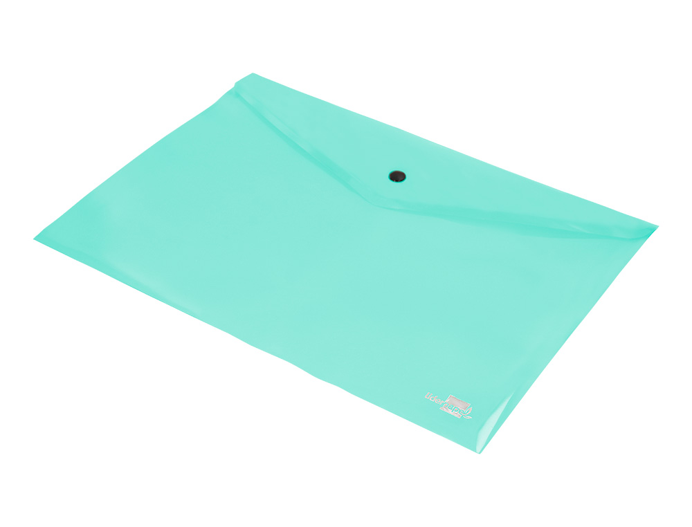 POCHETTE ENVELOPPE LIDERPAPEL POLYPROPYLENE 180 MICRONS A4 97X210MM 50F FERMETURE BOUTON VERT POMME OPAQUE