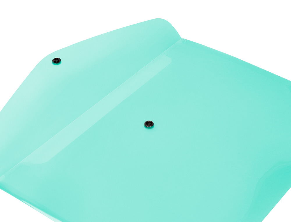 POCHETTE ENVELOPPE LIDERPAPEL POLYPROPYLENE 180 MICRONS A4 97X210MM 50F FERMETURE BOUTON VERT POMME OPAQUE