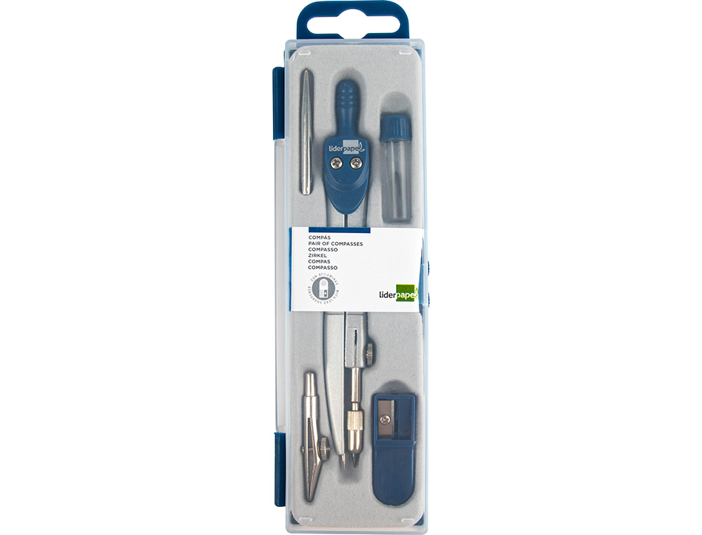 COMPAS LIDERPAPEL SCOLAIRE CIRCONFRENCE 38CM LONGUEUR 12.5CM TAILLE-MINES TIRE-LIGNE MINE 2MM