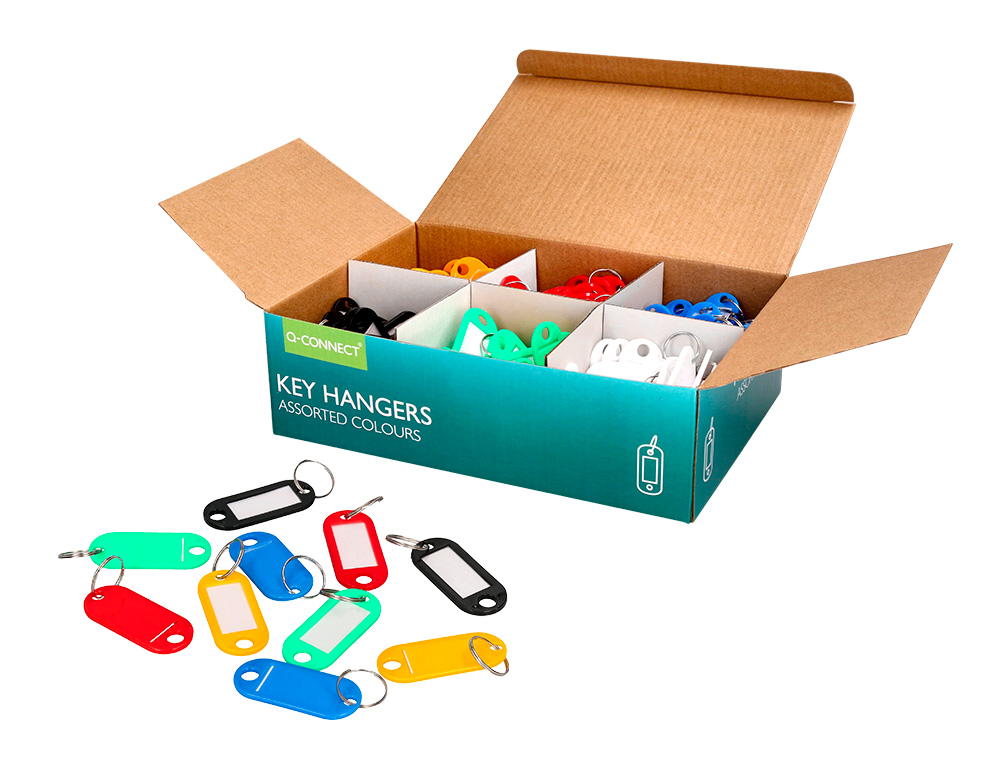 PORTE-CLS Q-CONNECT PORTE-TIQUETTE PLASTIQUE 50X22MM COLORIS ASSORTIS PRSENTOIR 240 UNITS