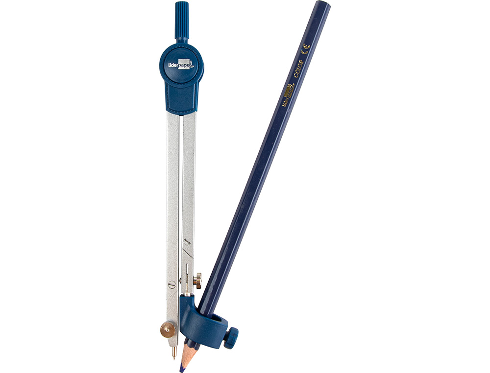 COMPAS LIDERPAPEL ARTICUL 2 BRANCHES CIRCONFRENCE 48CM LONGUEUR 15CM BAGUE MINE 2MM TUI PLASTIQUE