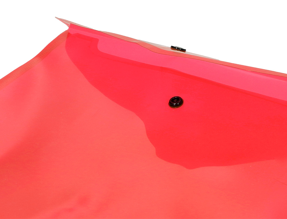 POCHETTE ENVELOPPE LIDERPAPEL POLYPROPYLNE 180 MICRONS A4 297X210MM 50F FERMETURE BOUTON RSISTANT TRANSPARENT ROUGE