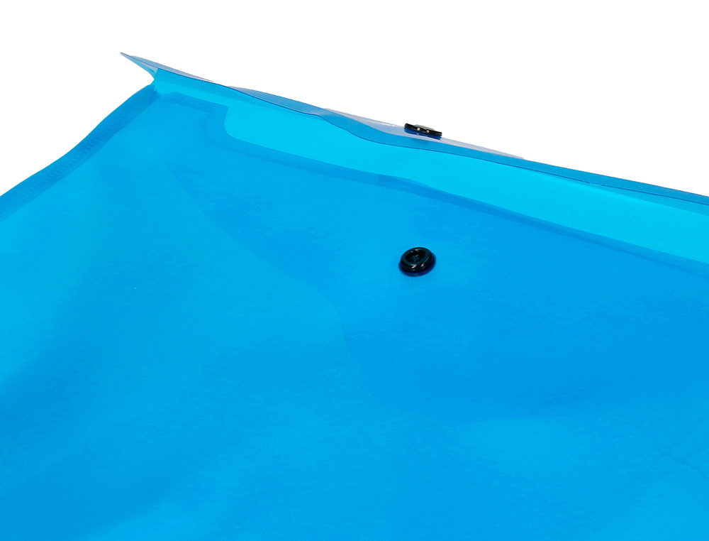 POCHETTE ENVELOPPE LIDERPAPEL POLYPROPYLNE 180 MICRONS A4 297X210MM 50F FERMETURE BOUTON RSISTANT TRANSPARENT BLEU