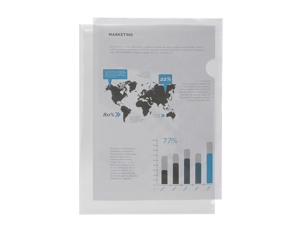 POCHETTE COIN LIDERPAPEL POLYPROPYLNE 180 MICRONS A4 210X297MM CAPACIT 20F TRANSPARENT INCOLORE