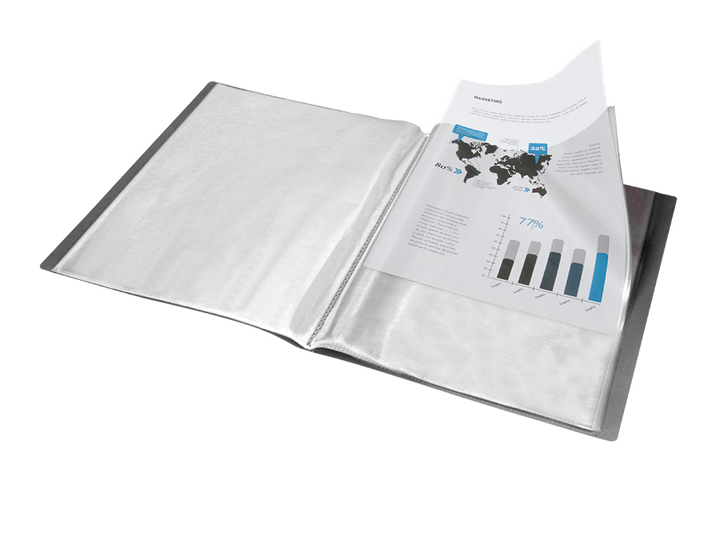 PROTGE-DOCUMENTS LIDERPAPEL POLYPROPYLNE COUVERTURE FLEXIBLE 30 POCHETTES FIXES A4 210X297MM NOIR OPAQUE