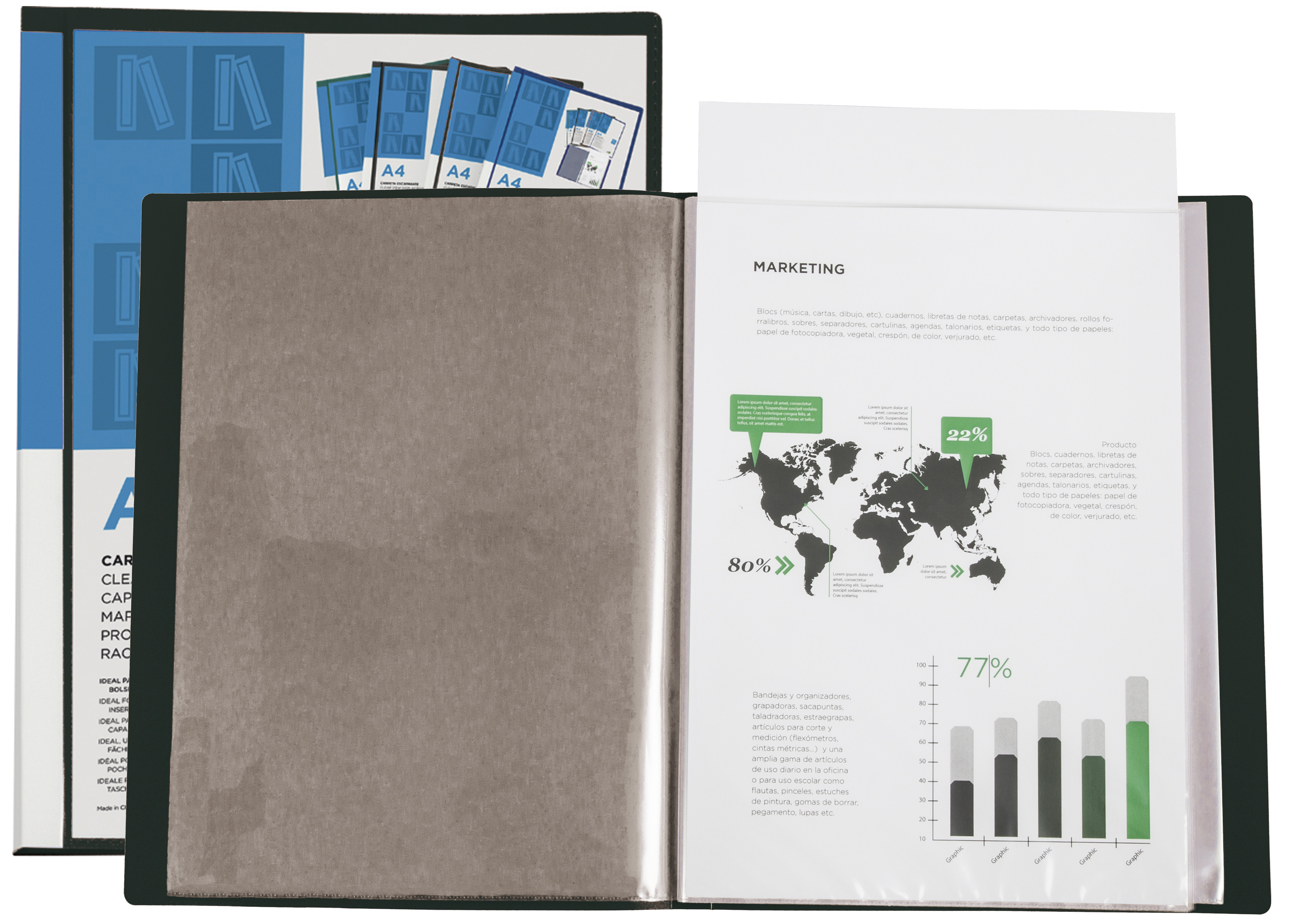 PROTÈGE-DOCUMENTS LIDERPAPEL PERSONNALISABLE KANGOUROU POLYPROPYLÈNE 20 POCHETTES FIXES A4 210X297MM COLORIS NOIR