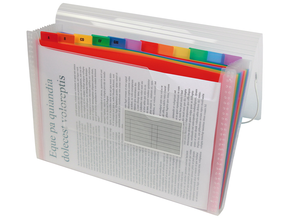 TRIEUR LIDERPAPEL SRIE SPECTRAFILE PP 700 MICRONS A4 210X297MM 13 COMPARTIMENTS COULEUR COLORIS FROSTY TRANSPARENT