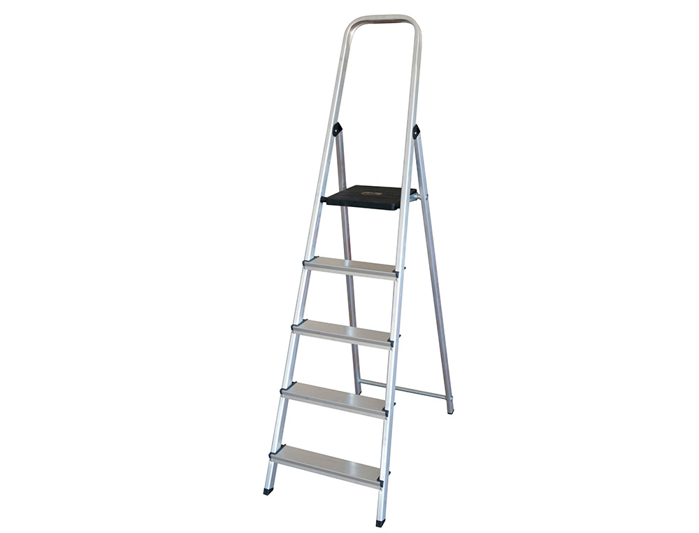 ESCABEAU Q-CONNECT ALUMINIUM 450X850X1720MM 5 MARCHES 4.75K G POIDS MAXIMUM SUPPORT 150KG