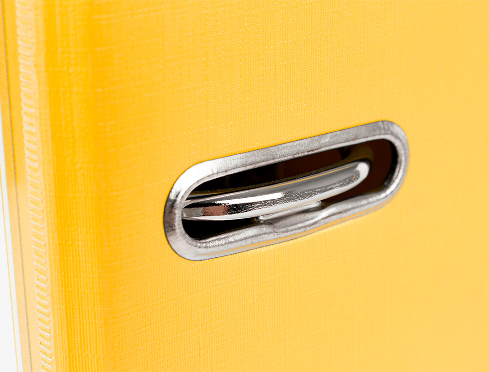 CLASSEUR LEVIER LIDERPAPEL A4 DOCUMENTA CARTON REMBORD 1,9MM DOS 52MM RADO MTALLIQUE COLORIS JAUNE