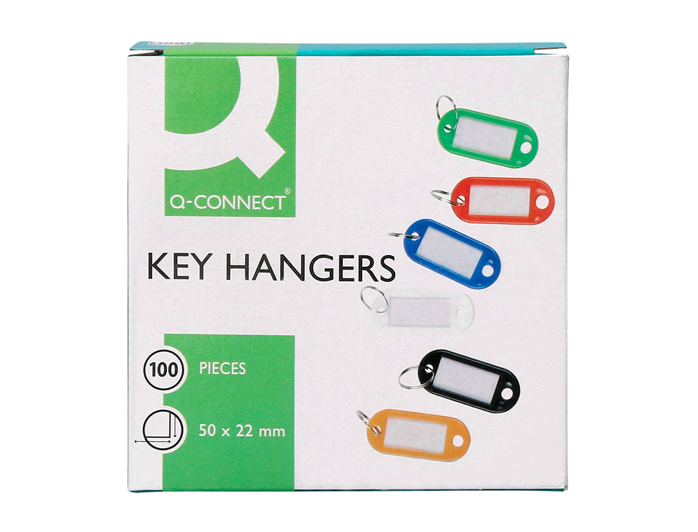 PORTE-CLÉS Q-CONNECT PORTE-ÉTIQUETTE PLASTIQUE 50X22MM COLORIS BLEU PRÉSENTOIR 100 UNITÉS