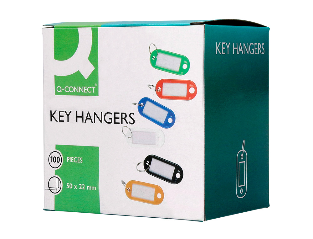 PORTE-CLÉS Q-CONNECT PORTE-ÉTIQUETTE PLASTIQUE 50X22MM COLORIS BLEU PRÉSENTOIR 100 UNITÉS