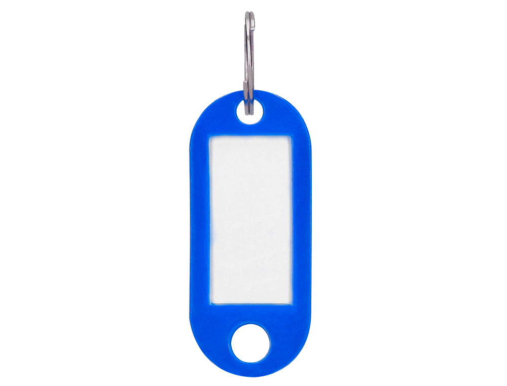PORTE-CLÉS Q-CONNECT PORTE-ÉTIQUETTE PLASTIQUE 50X22MM COLORIS BLEU PRÉSENTOIR 100 UNITÉS