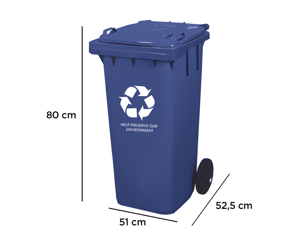 POUBELLE Q-CONNECT CONTENEUR POLYSTYRNE COUVERCLE 100L 525X510X800MM 2 ROUES COLORIS BLEU