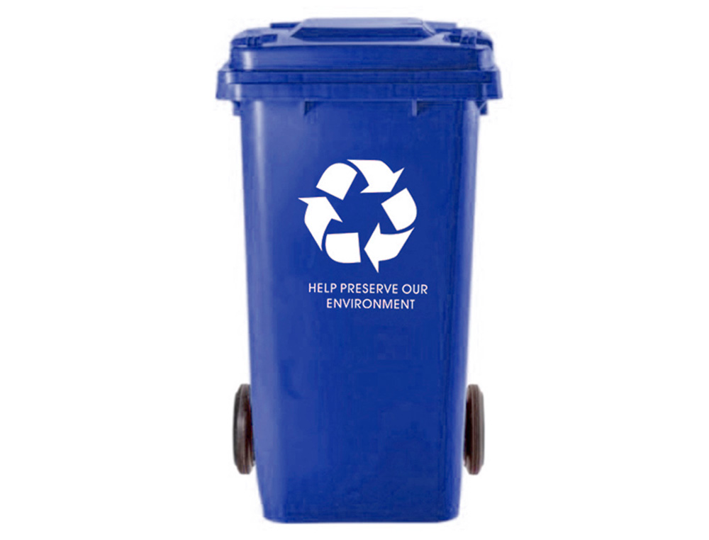 POUBELLE Q-CONNECT CONTENEUR POLYSTYRNE COUVERCLE 100L 525X510X800MM 2 ROUES COLORIS BLEU