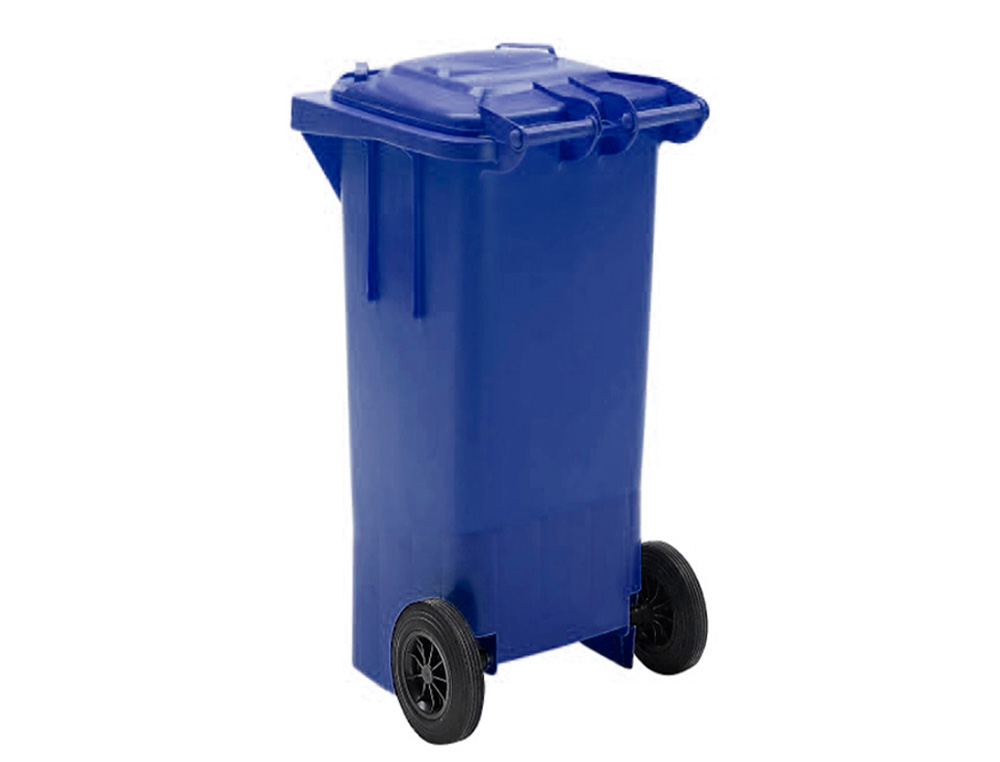 POUBELLE Q-CONNECT CONTENEUR POLYSTYRNE COUVERCLE 100L 525X510X800MM 2 ROUES COLORIS BLEU