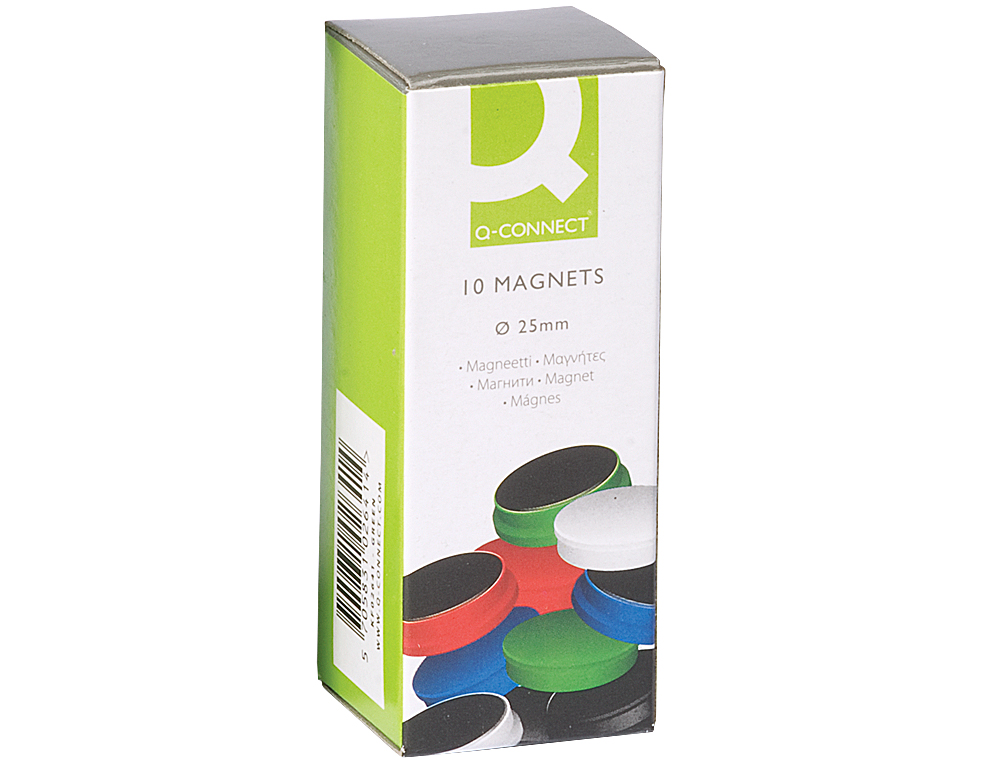 AIMANT Q-CONNECT DIAMÈTRE 25MM AFFICHAGE SIGNALISATION TOUTES SURFACES MÉTALLIQUES COLORIS ASSORTIS BOÎTE 10 UNITÉS