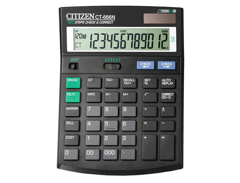 CALCULATRICE CITIZEN BUREAU CT-666N ADDITION SOUSTRACTION MMOIRE MARGE BNFICIAIRE PRIX REVIENT 188X142X37MM 195G
