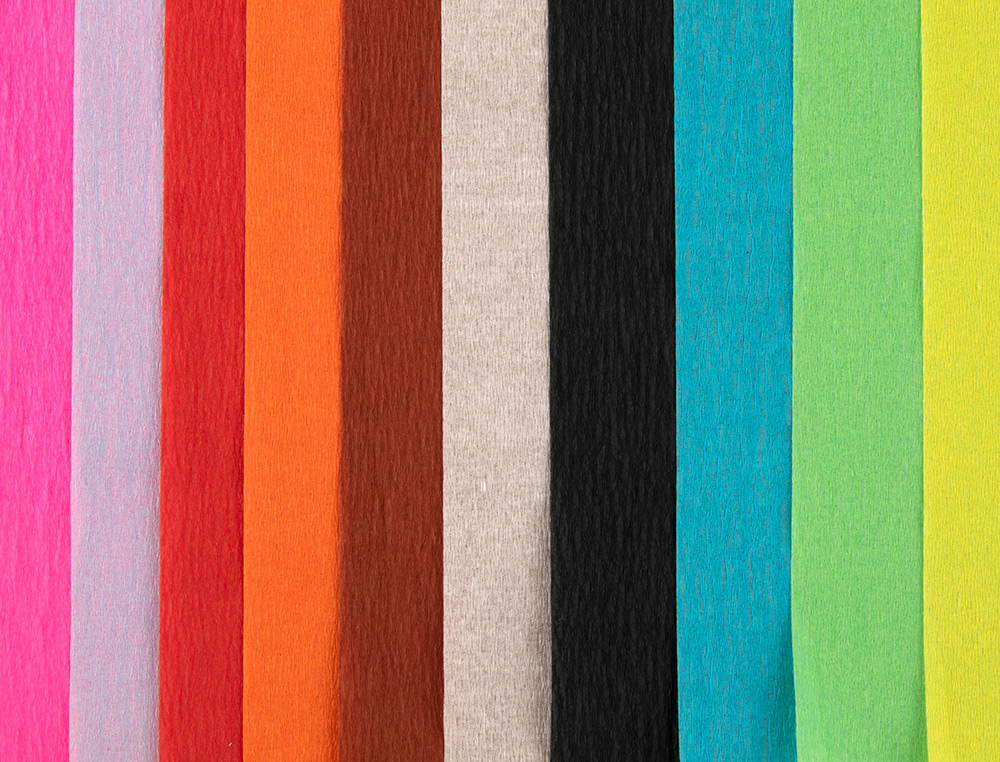 PAPIER CRÉPON LIDERPAPEL 34G/M2 FORMAT A4+ 240X315MM 10 COLORIS ASSORTIS BLOC 10 FEUILLES