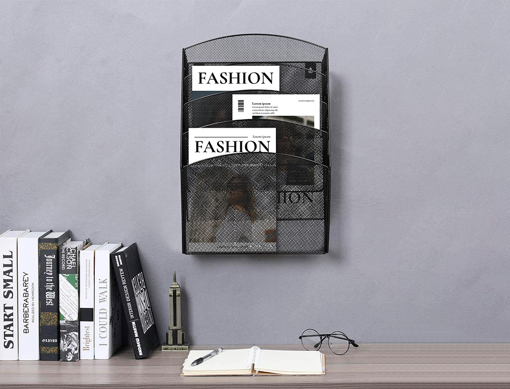 CORBEILLE MURALE Q-CONNECT 5 CASES A4 VERTICAL PRSENTOIR MTALLIQUE 315X93X440MM COLORIS NOIR