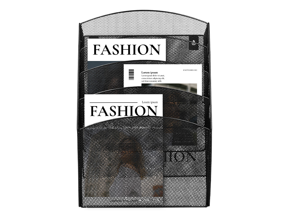 CORBEILLE MURALE Q-CONNECT 5 CASES A4 VERTICAL PRSENTOIR MTALLIQUE 315X93X440MM COLORIS NOIR