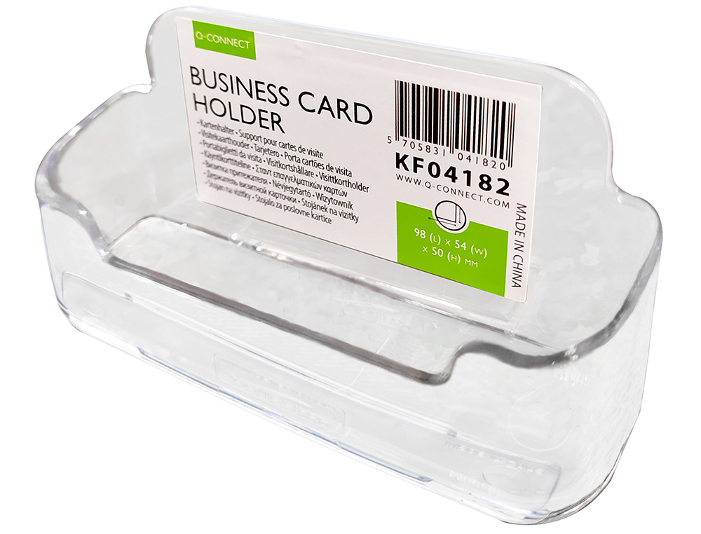 PORTE-CARTES DE VISITE Q-CONNECT MÉTHACRYLATE PRÉSENTOIR CAPACITÉ 50/60 CARTES 96X35X50MM  COLORIS TRANSPARENT
