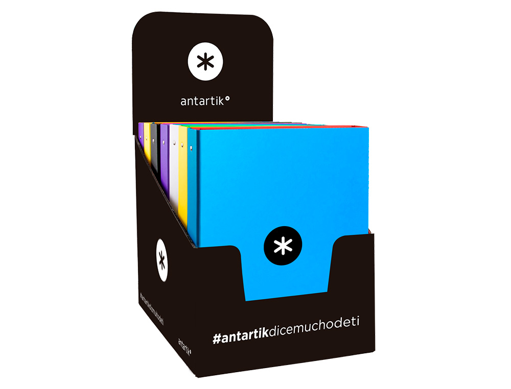 CLASSEUR ANTARTIK 4 ANNEAUX RONDS 25MM A4 CARTON REMBORDE COLORIS ASSORTIS