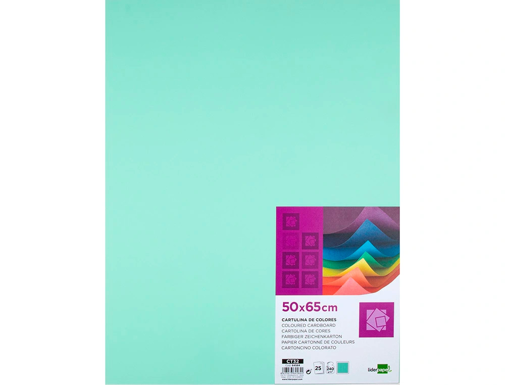 PAPIER CARTONNE LIDERPAPEL 50X65CM 240GR COLORIS VERT    PAQUET 25 FEUILLES