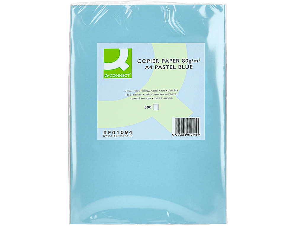 PAPIER COULEUR Q-CONNECT MULTIFONCTION A4 80G/M2 UNICOLORE CELESTE RAMETTE 500 FEUILLES