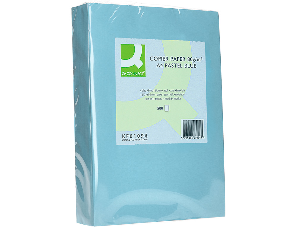 PAPIER COULEUR Q-CONNECT MULTIFONCTION A4 80G/M2 UNICOLORE CELESTE RAMETTE 500 FEUILLES