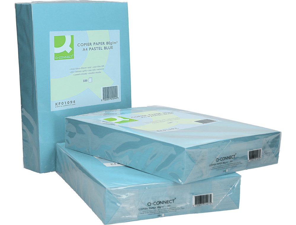 PAPIER COULEUR Q-CONNECT MULTIFONCTION A4 80G/M2 UNICOLORE CELESTE RAMETTE 500 FEUILLES