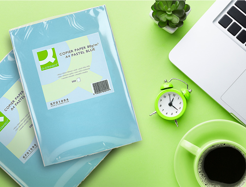 PAPIER COULEUR Q-CONNECT MULTIFONCTION A4 80G/M2 UNICOLORE CELESTE RAMETTE 500 FEUILLES