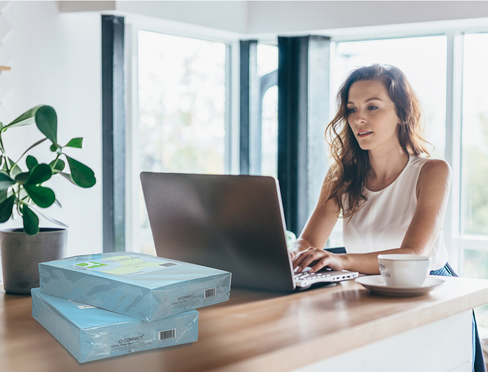 PAPIER COULEUR Q-CONNECT MULTIFONCTION A4 80G/M2 UNICOLORE CELESTE RAMETTE 500 FEUILLES