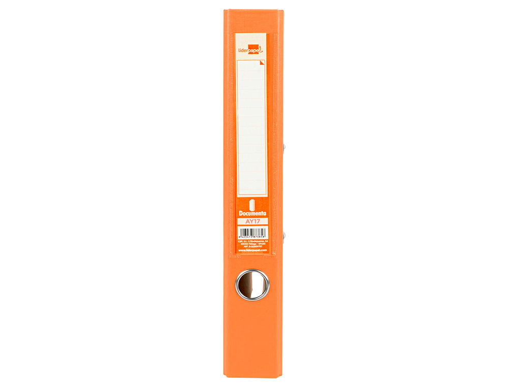CLASSEUR LEVIER LIDERPAPEL A4 DOCUMENTA CARTON REMBORD 1,9MM DOS 52MM RADO MTALLIQUE COLORIS ORANGE