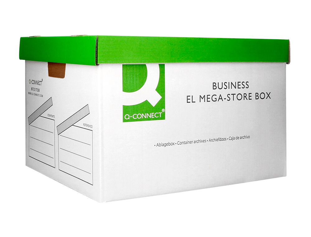 BOITE ARCHIVES QCONNECT CARTON POUR 3 BOITES FORMAT A4+ MONTAGE AUTOMATIQUE DIM. INTERIEUR 295X383X430MM