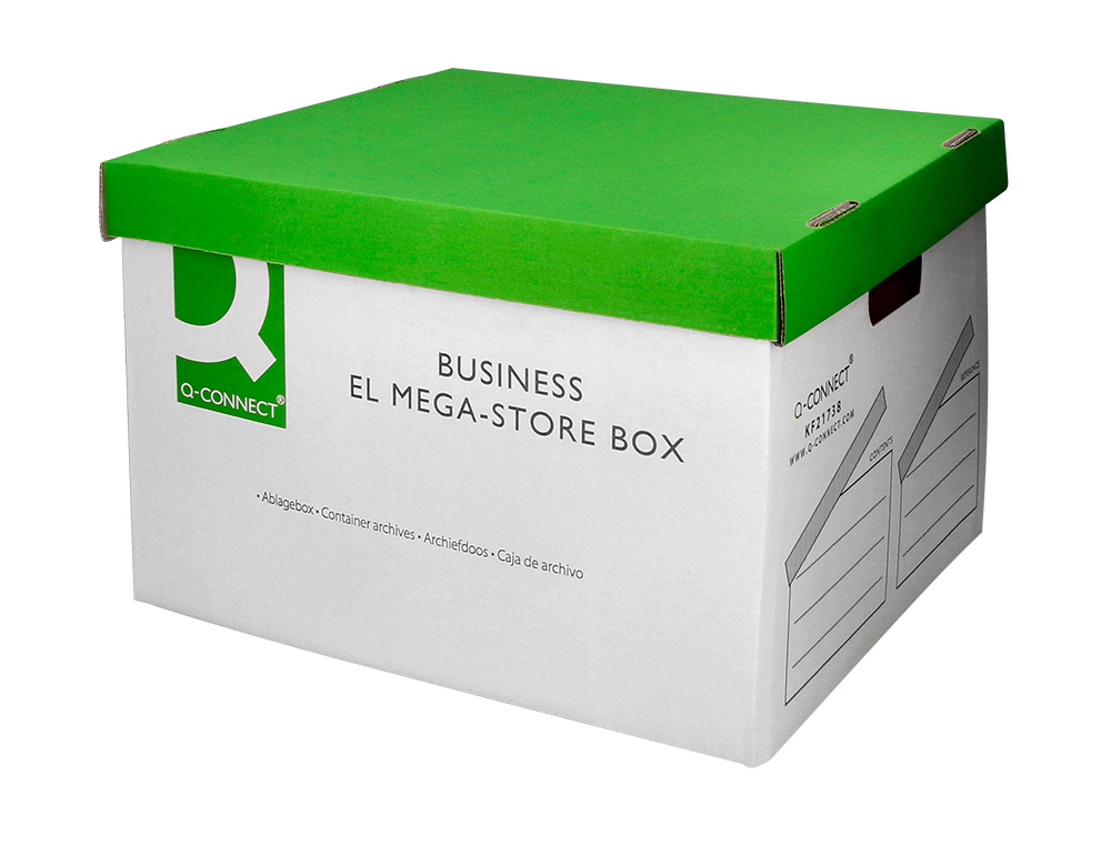 BOITE ARCHIVES QCONNECT CARTON POUR 3 BOITES FORMAT A4+ MONTAGE AUTOMATIQUE DIM. INTERIEUR 295X383X430MM
